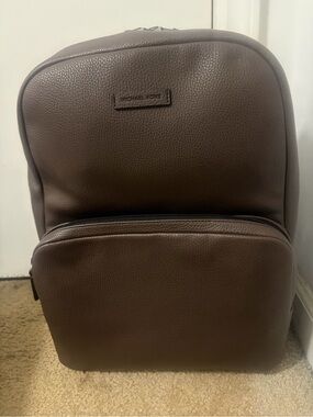 Michael Kors Men's Chocolate Brown Pebbled Leather Backpack